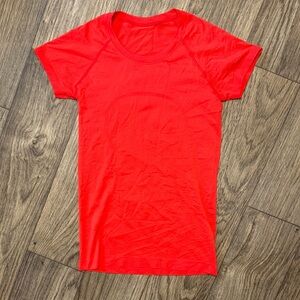 Bright Red Lululemon Short Sleeve Swiftly Top